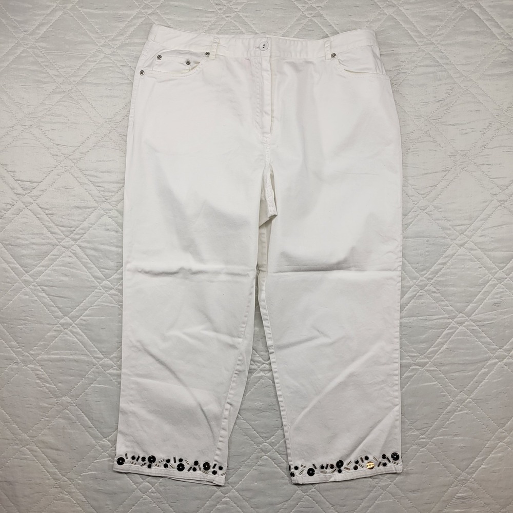 hearts of palm white capri pants w/ embellished hem size 14